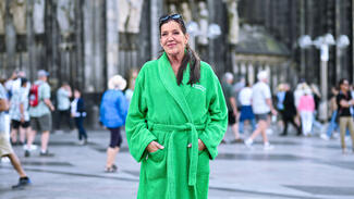 Katy Karrenbauer bei der Bademantelchallenge (Foto: Jan Knoff Fotografie)