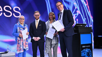 Verleihung des NeuroTech-Innovationspreises an Maximilian U. Friedrich (Foto: DGN/Claudius Pflug)