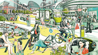 Selbstfahrende Autos (Illustration: Daimler und Benz Stiftung)