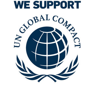 We support UN Global Impact (Logo)
